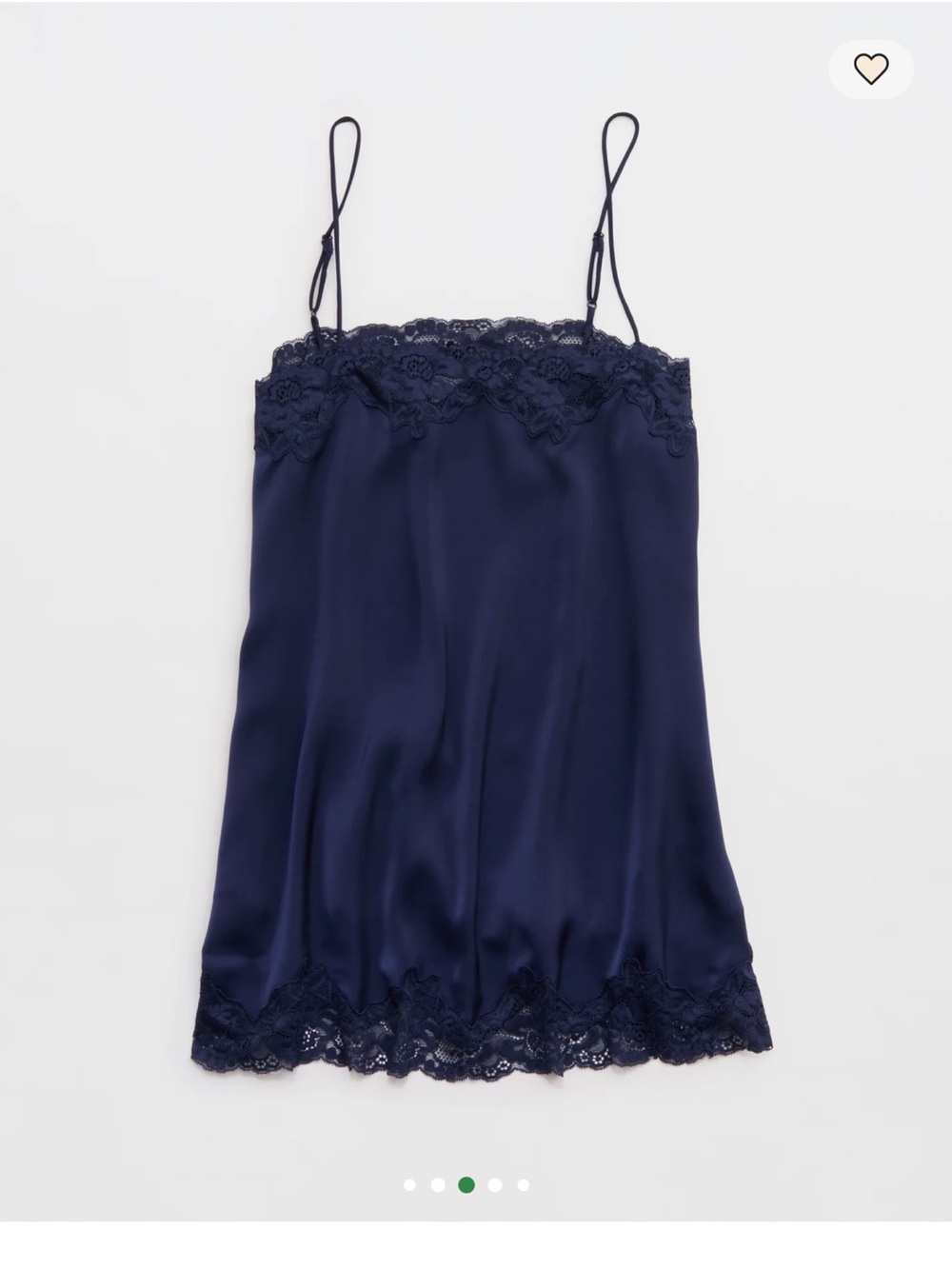 aerie Navy Satin Lace-Trim Slip Chemise